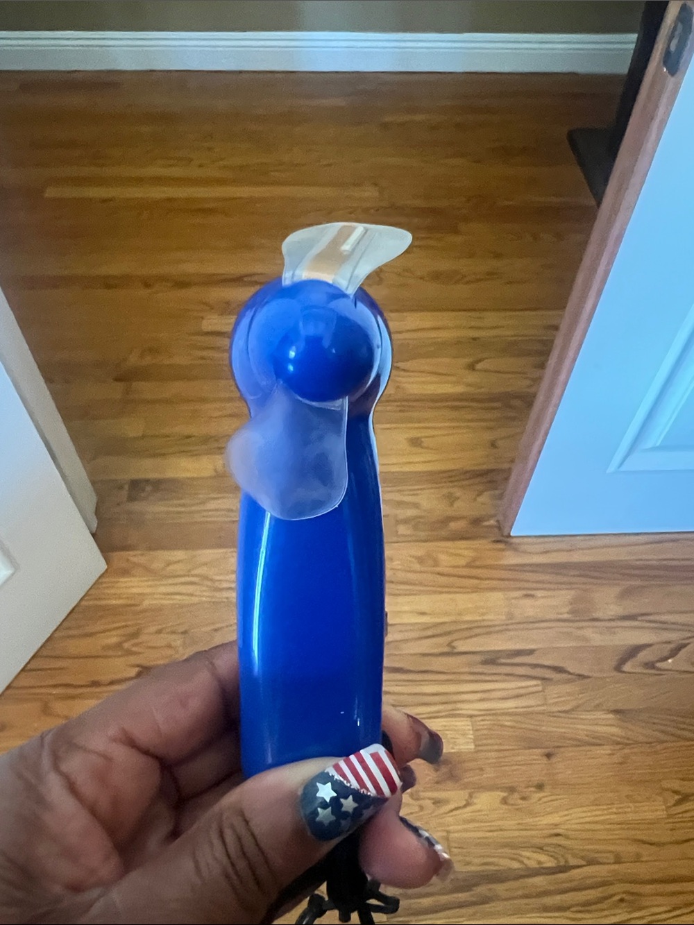 Portable Blue Handheld Personal Fan — Compact Cooling Handheld